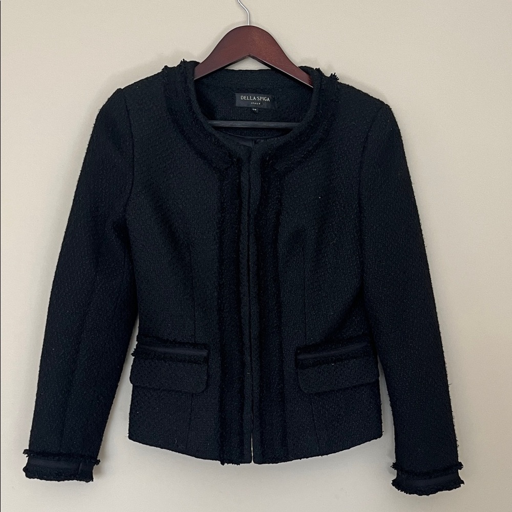 Women's Black Boucle Tweed Jacket